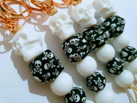 White Skull Keychain