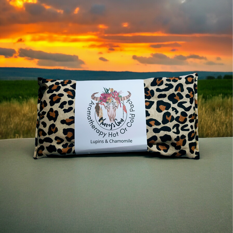 Leopard print with lupins & chamomile